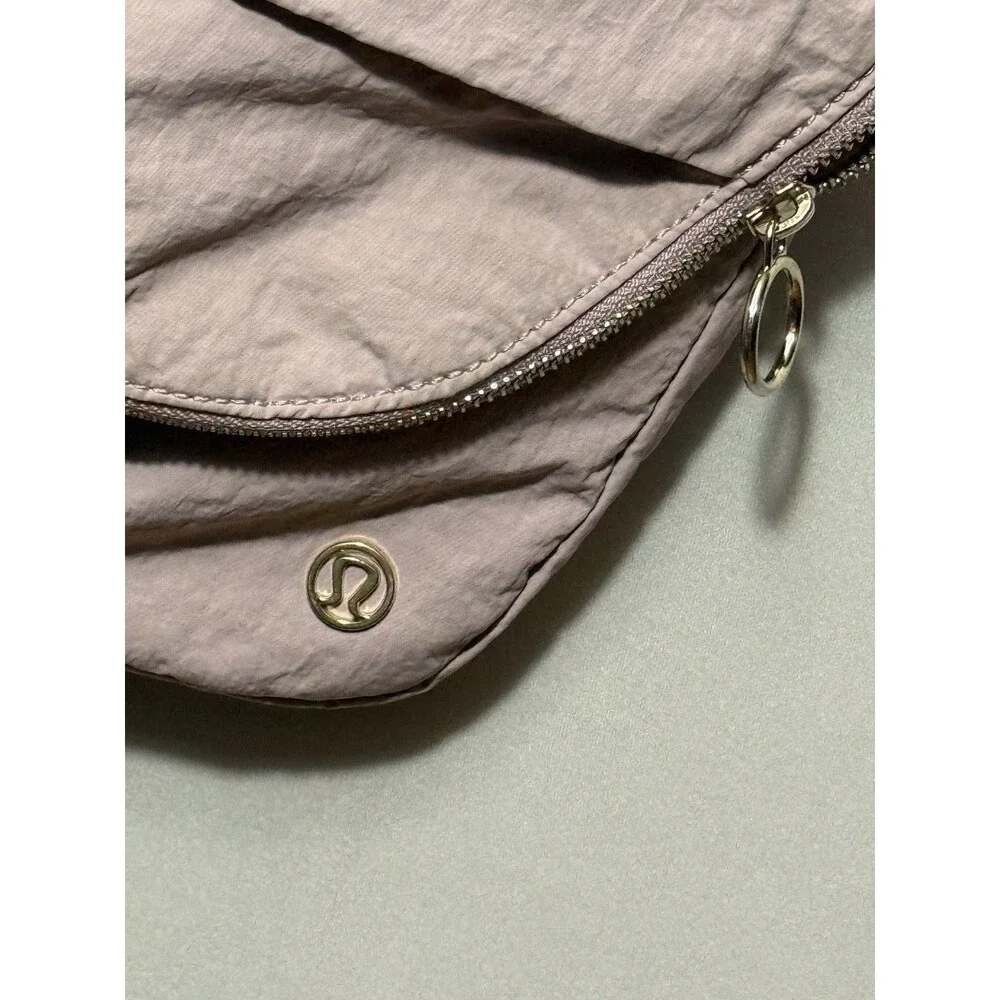 Lululemon Pink Crescent Crossbody Bag Small Adjustable Strap Zip Gold Hardware